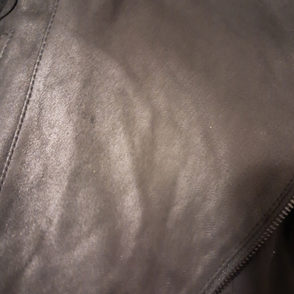 BCBGMAXAZRIA black genuine soft leather draped collar jacket front zip size XXS. - Picture 13 of 13